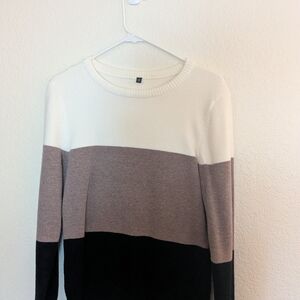 Colorblock Sweater in Cream, Brown, and Black